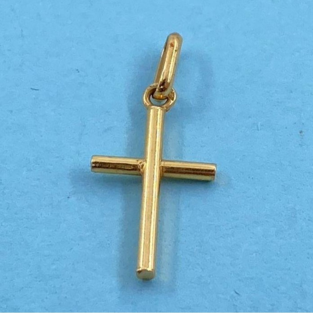 18k Yellow Gold Cross Pendant, Solid Gold Dainty Necklace Pendant